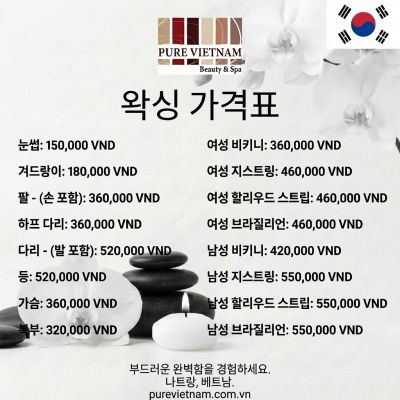 waxing price list korean nha trang waxing